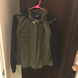 Green and Black Jacket w/Removable Hood